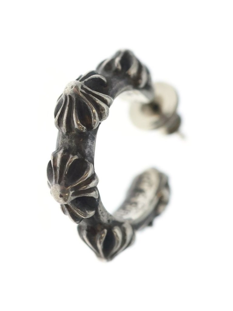 Chrome Hearts Hoop Cross Band Earrings Silver 2165$
